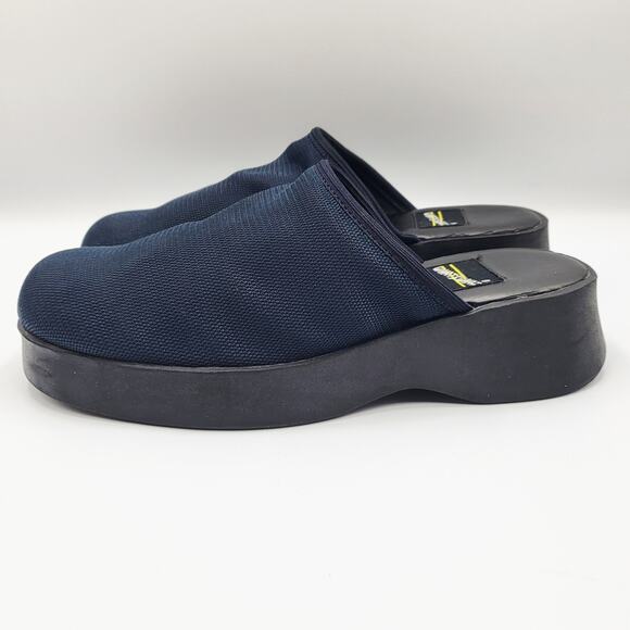 Y2K What’s What by Aerosoles Dark Blue and Black Platform Slip On Mules Women 6M - Picture 3 of 12